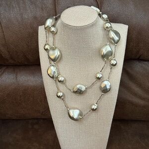 Hand Crafted Silver Beaded Necklace. 18”Length